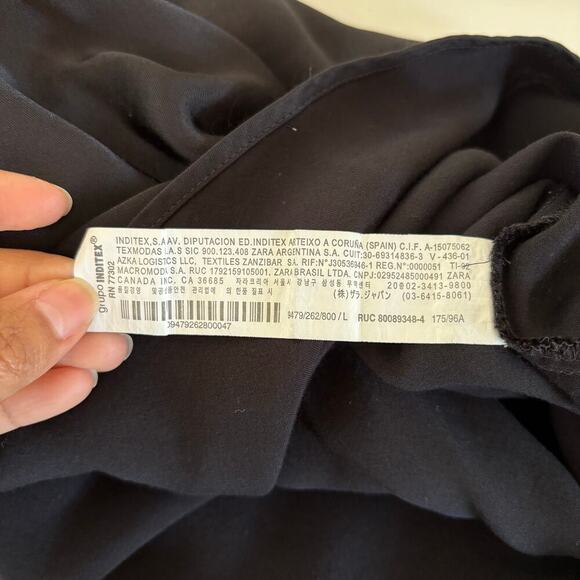 Zara Satin Midi Dress size Large Black Spaghetti Straps cocktail Minimal gala - Picture 12 of 12